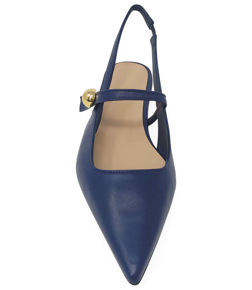 Denim Leather Slingback Flat