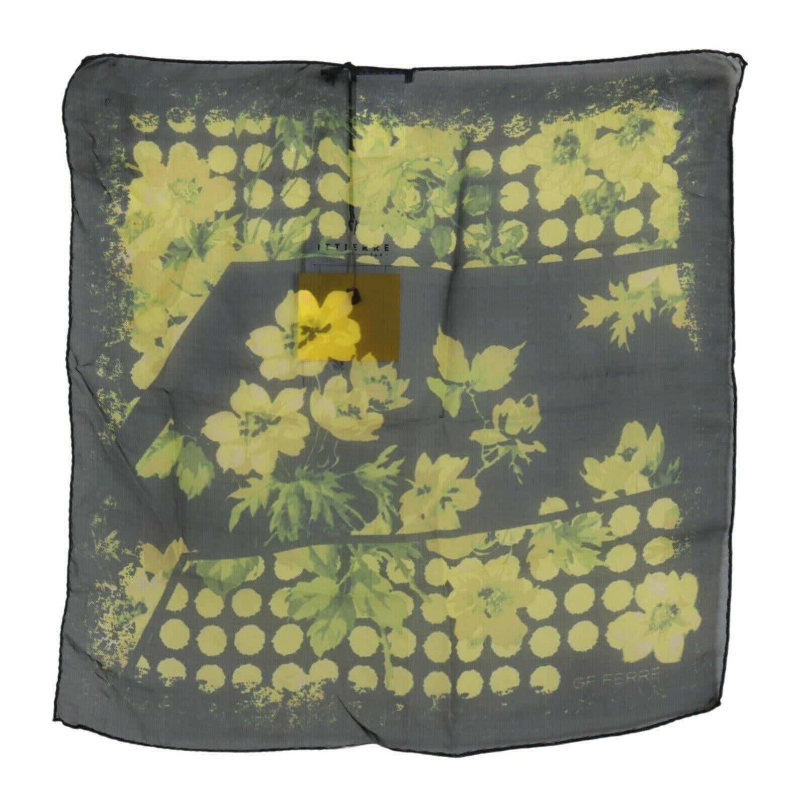 GF Ferre Black Yellow Floral Wrap Shawl Foulard Scarf.