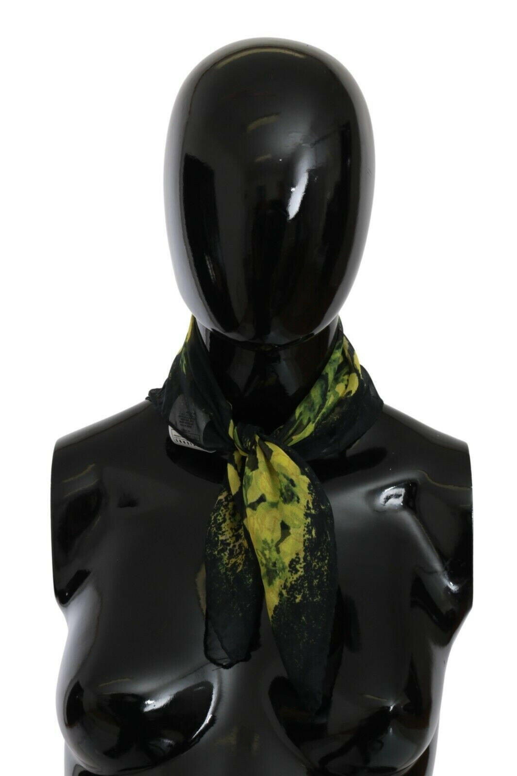 GF Ferre Black Yellow Floral Wrap Shawl Foulard Scarf.