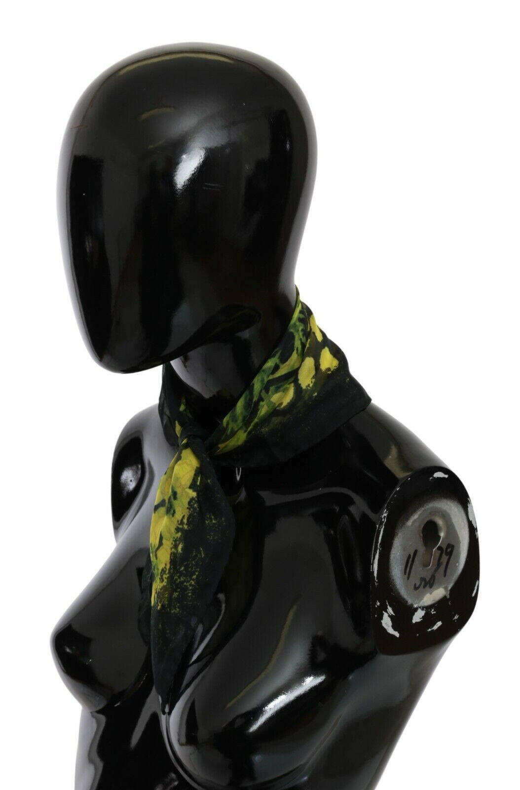 GF Ferre Black Yellow Floral Wrap Shawl Foulard Scarf.