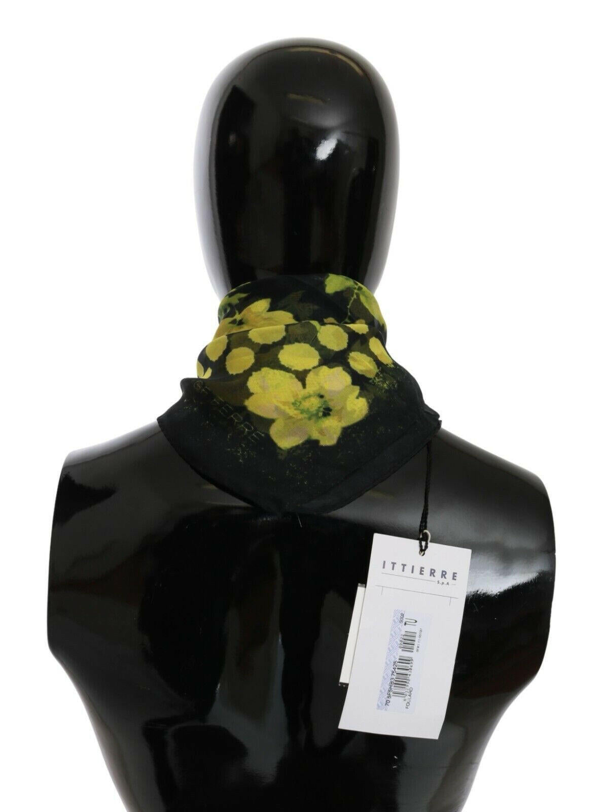 GF Ferre Black Yellow Floral Wrap Shawl Foulard Scarf.