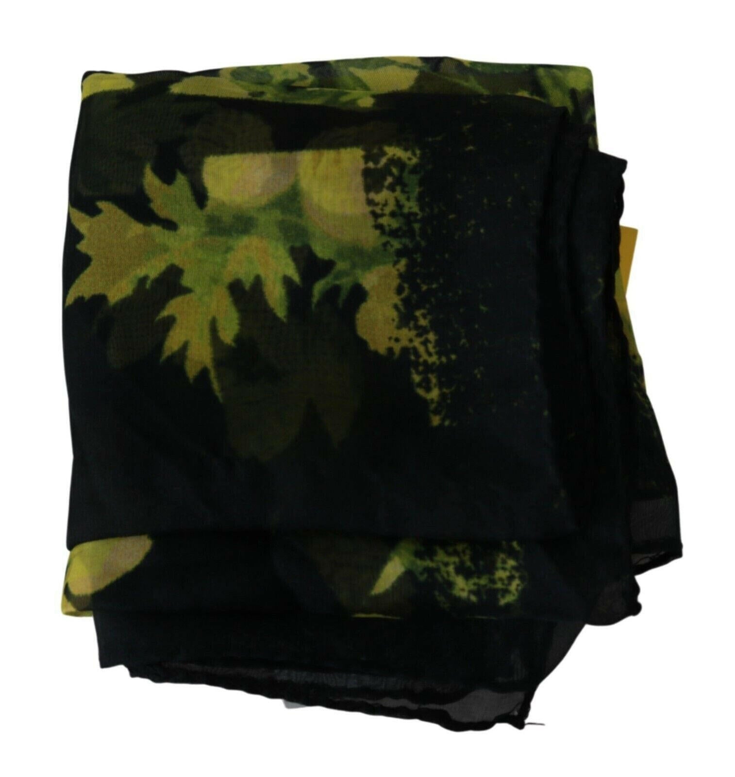 GF Ferre Black Yellow Floral Wrap Shawl Foulard Scarf.