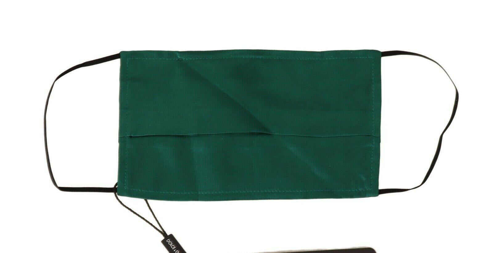 Dolce & Gabbana Green Silk Pleated Elastic Ear Strap Face Mask.
