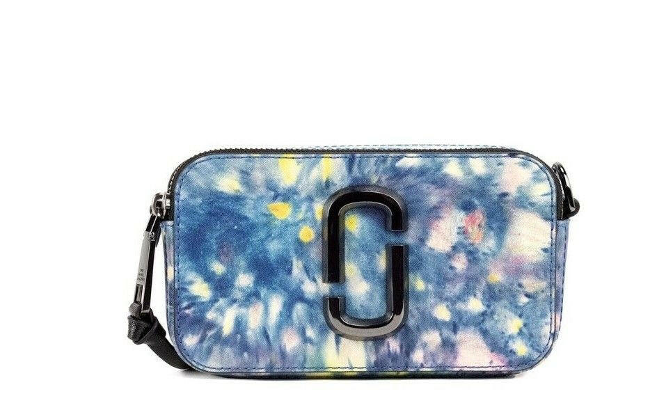 Marc Jacobs The Snapshot bag Watercolor Blue Printed Leather Shoulder Bag Purse.