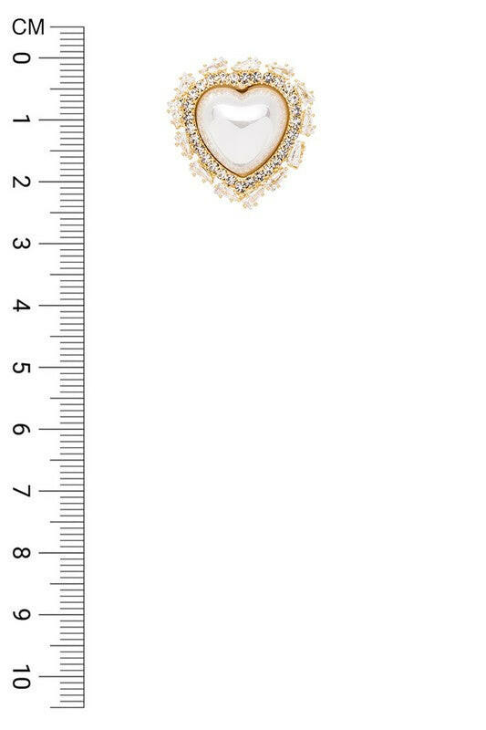 Baguette CZ Rhinestone Heart Shape Post Earrings.