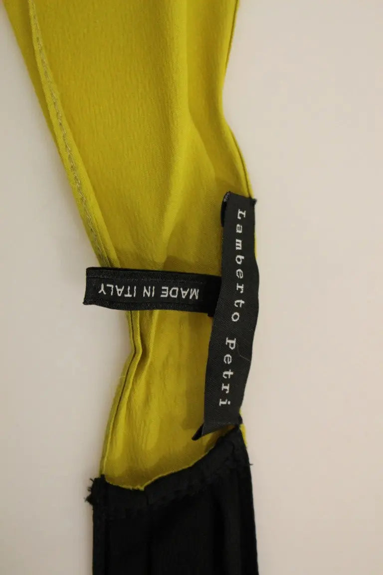 Lamberto Petri Elegant Silk Blend Shift Dress in Black and Yellow Lamberto Petri