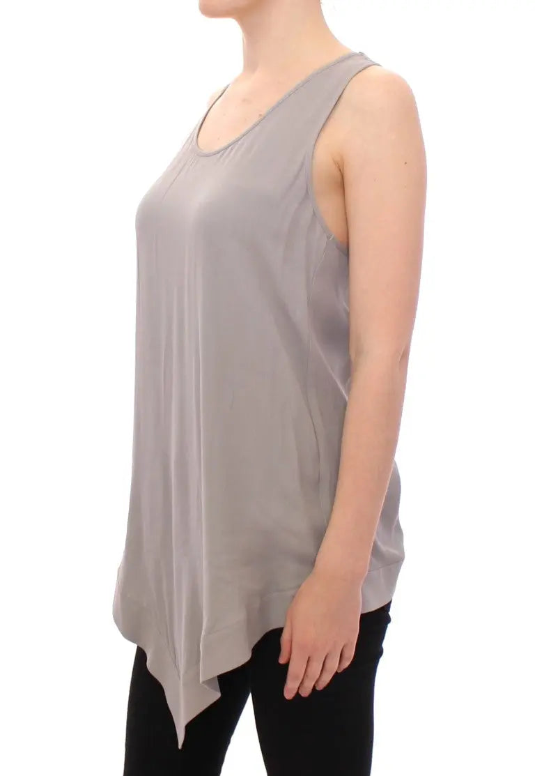 Comeforbreakfast Elegant Gray Viscose Top – Timeless Style Comeforbreakfast