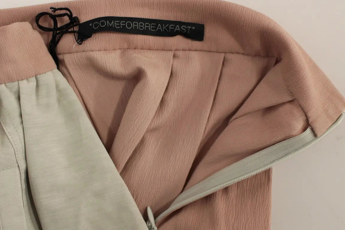 Comeforbreakfast Elegant Pleated Knee-length Skirt in Pink and Gray - MaraFormigone