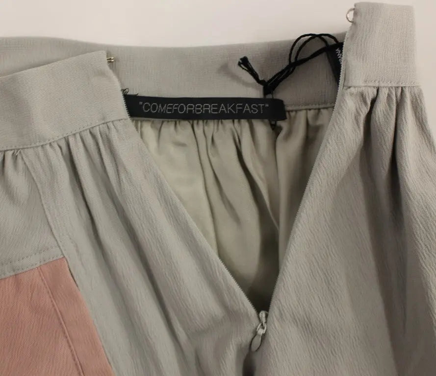 Comeforbreakfast Sleek Pleated Mini Skirt in Pink and Gray - MaraFormigone