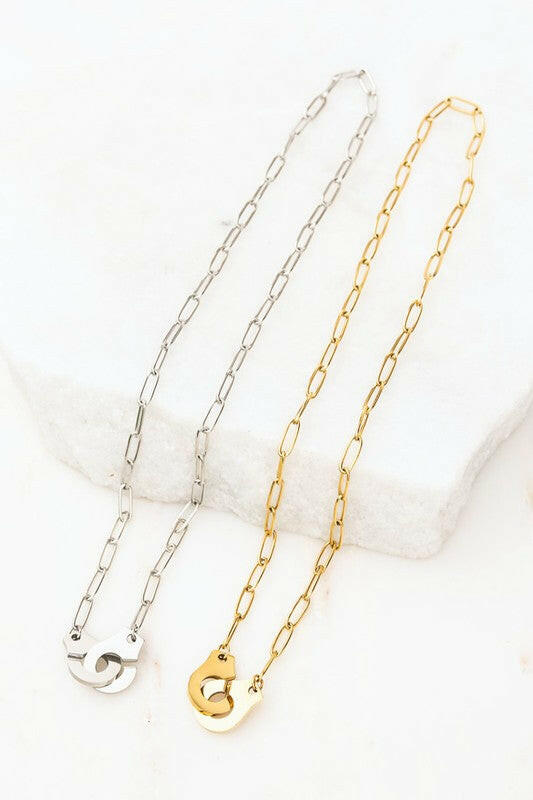18K Stainless Steel Handcuff Necklace.