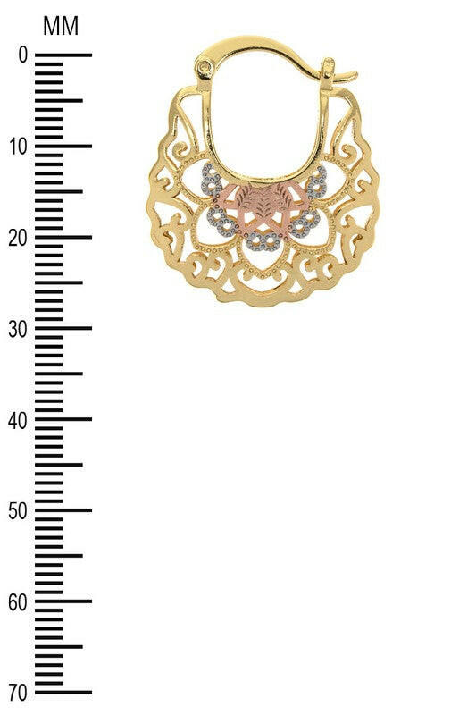 3 Tone Laser Cut Iconic Hoop Earrings.