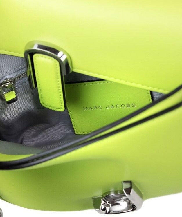 Marc Jacobs The J Marc Green Glow Smooth Leather Shoulder Crossbody Handbag.