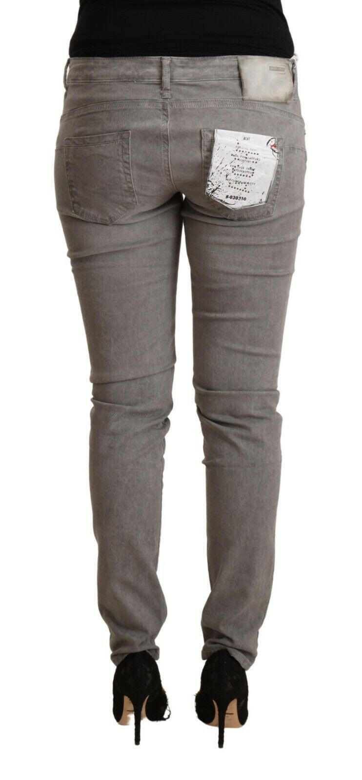 Acht Light Gray Washed Cotton Slim Fit Denim Jeans.