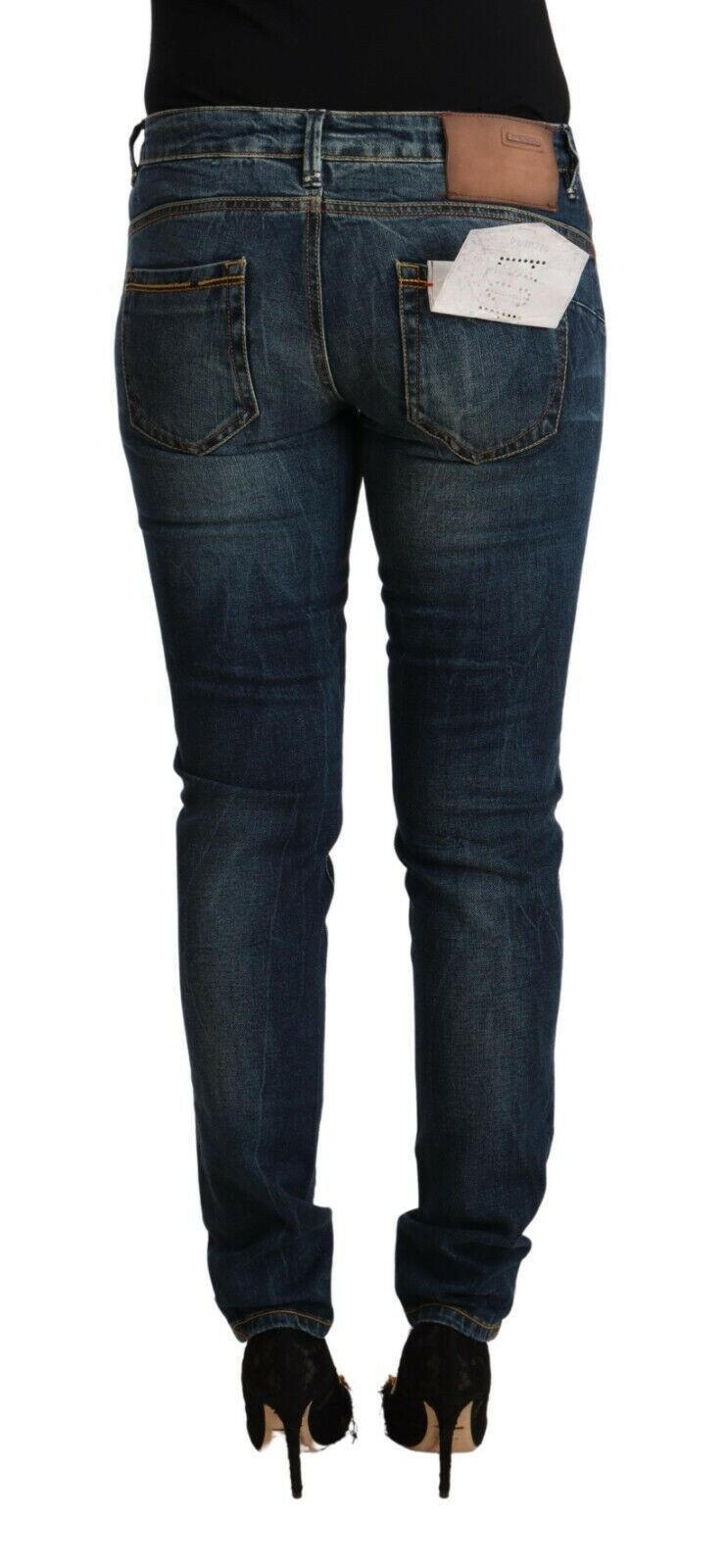 Acht Blue Washed Cotton Low Waist Slim Fit Denim Jeans.