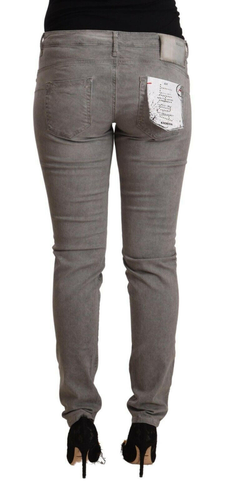 Acht Gray Cotton Low Waist Skinny Push Up Denim Jeans.