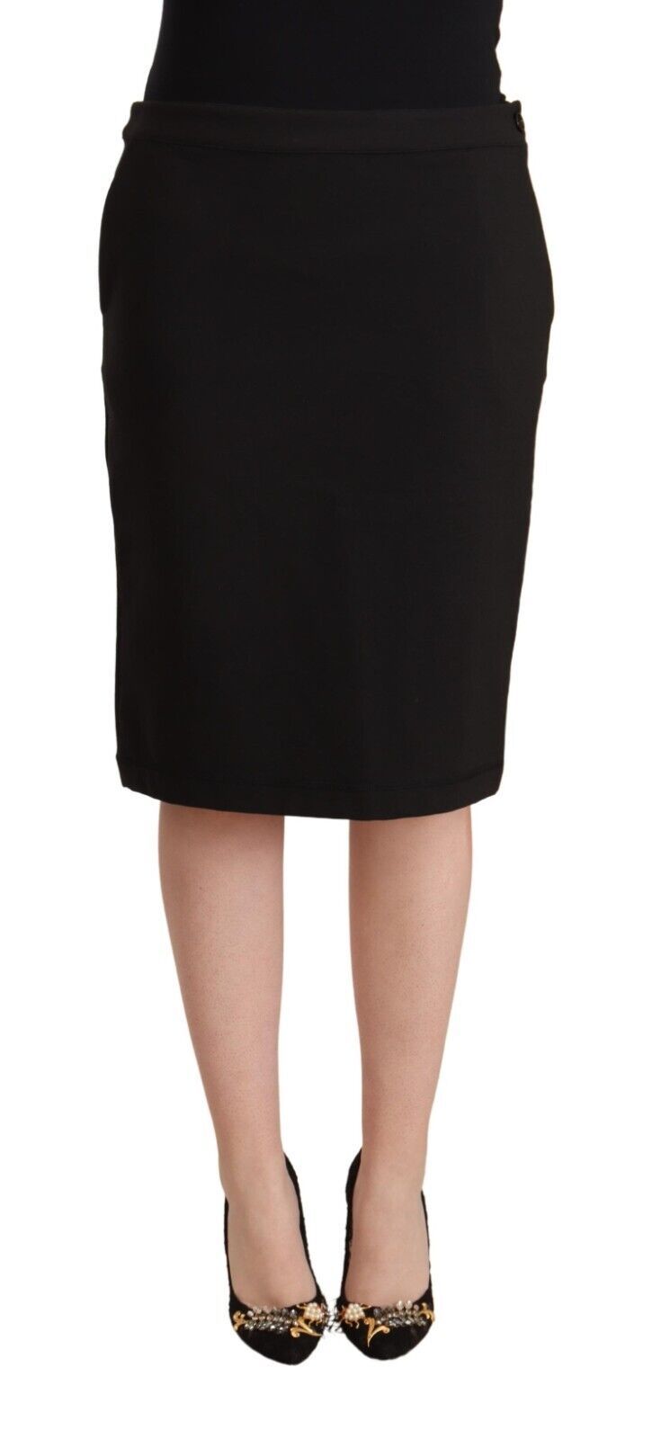 GF Ferre Black Straight Pencil Cut Knee Length Skirt GF Ferre