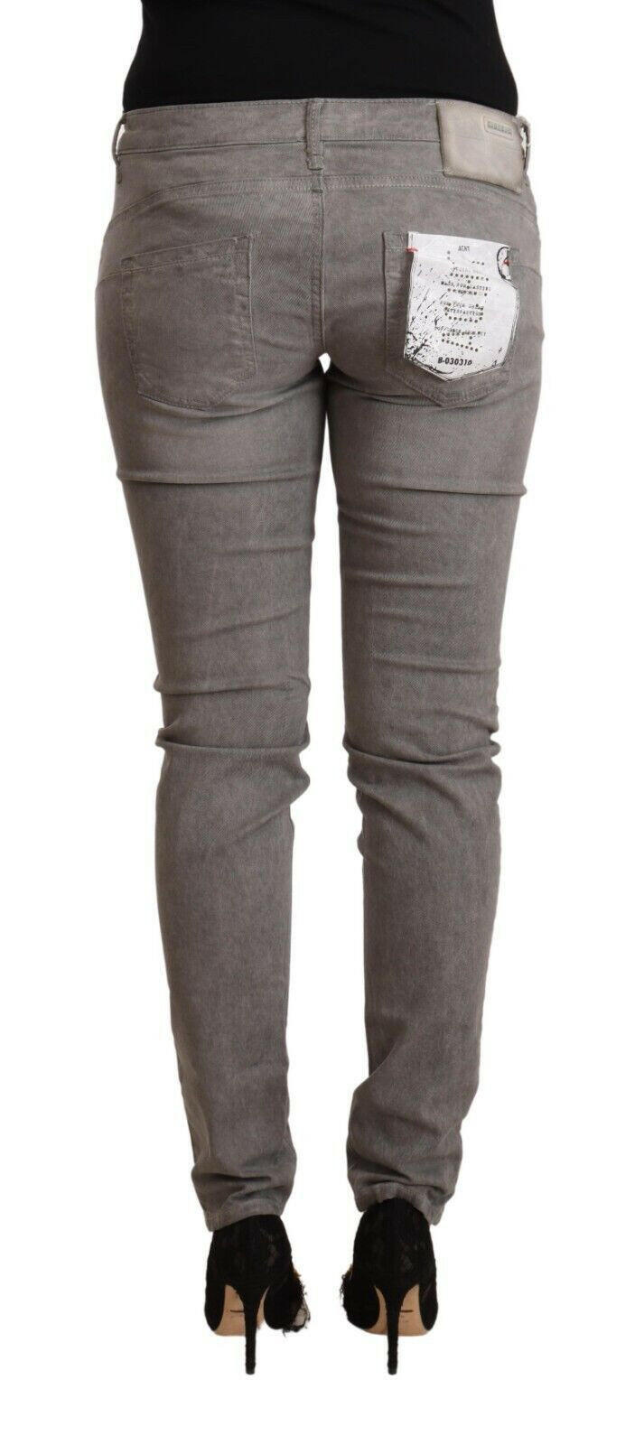 Acht Gray Cotton Low Waist Skinny Push Up Denim Jeans.