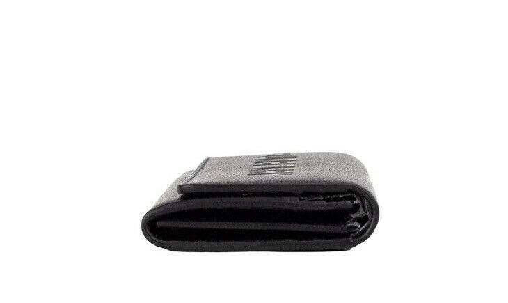 Burberry Porter Black Grained Leather Branded Logo Embossed Clutch Flap Wallet.