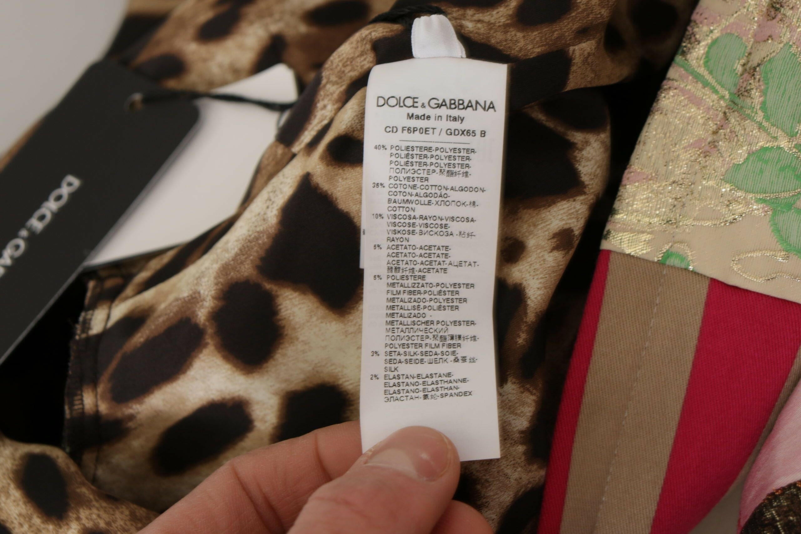 Dolce & Gabbana Multicolor Pachwork Floral Sheath Jaquard Mini Gown Dress.