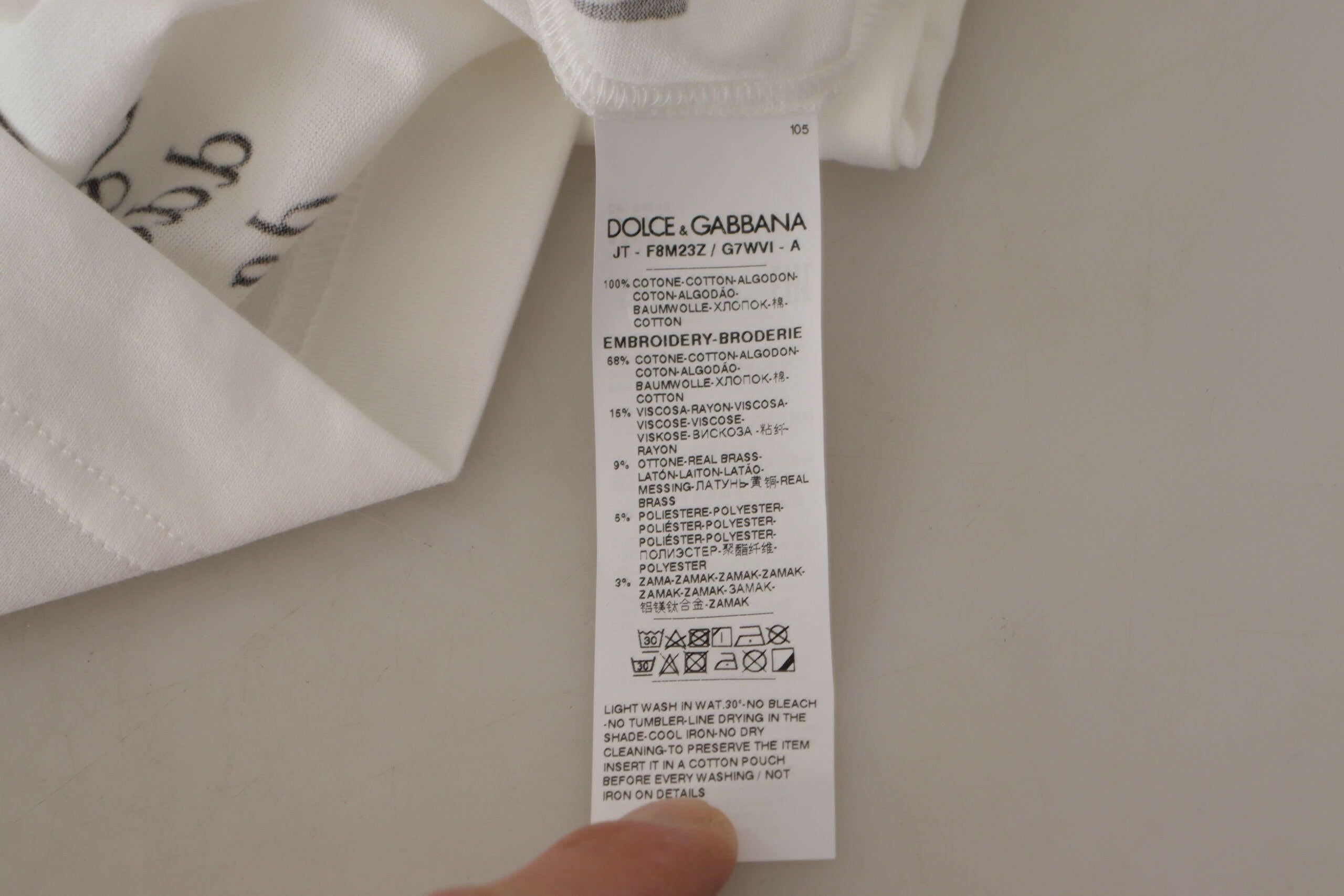 Dolce & Gabbana White Black Roses Crewneck Cotton  T-shirt.