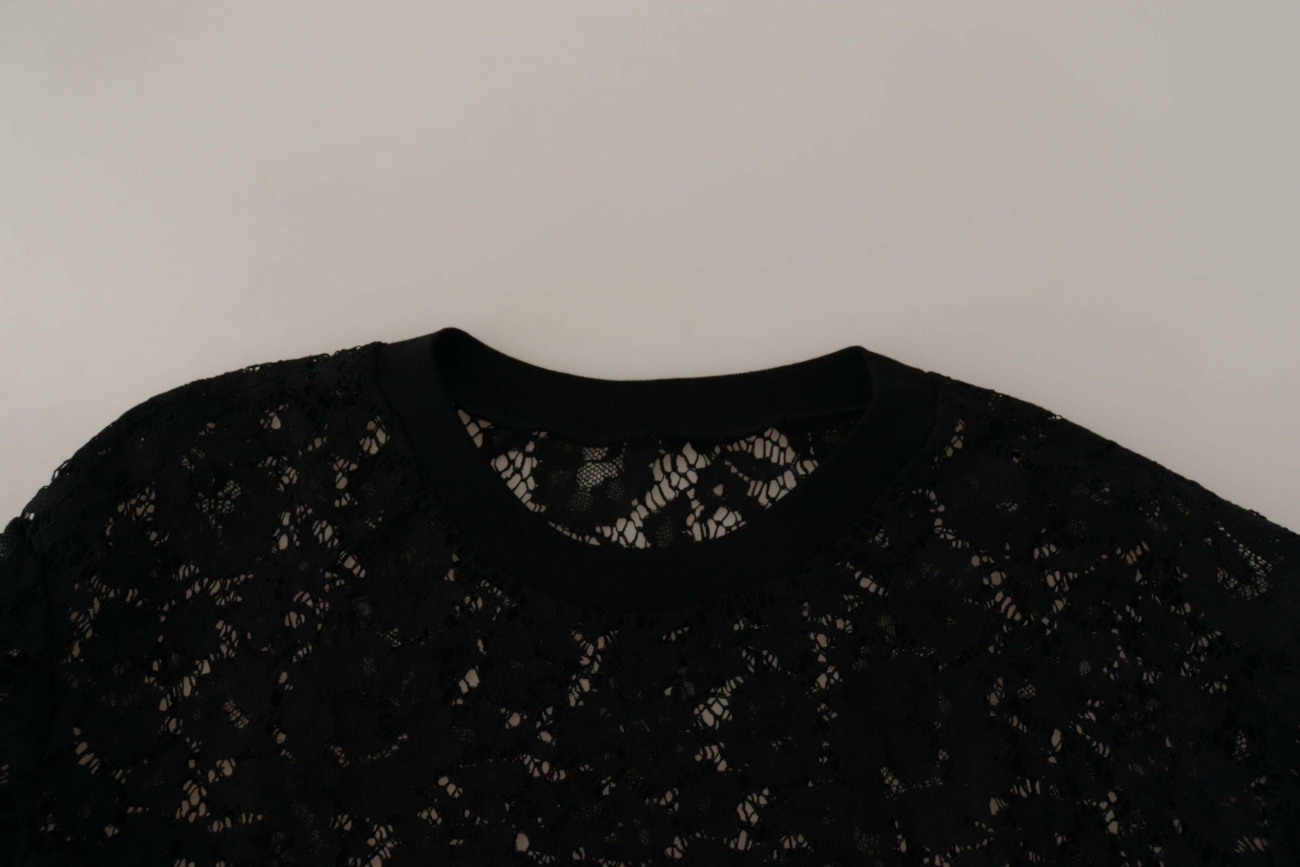 Dolce & Gabbana Black Floral Lace Pullover Sicily Blouse.