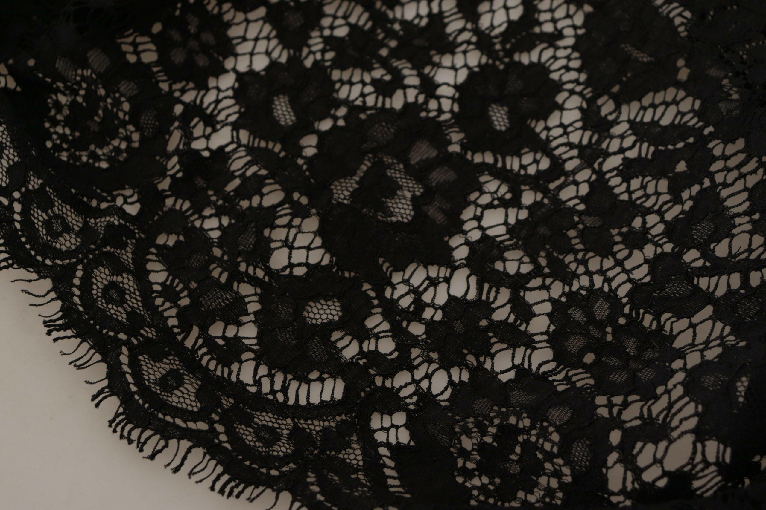 Dolce & Gabbana Black Floral Lace Pullover Sicily Blouse.