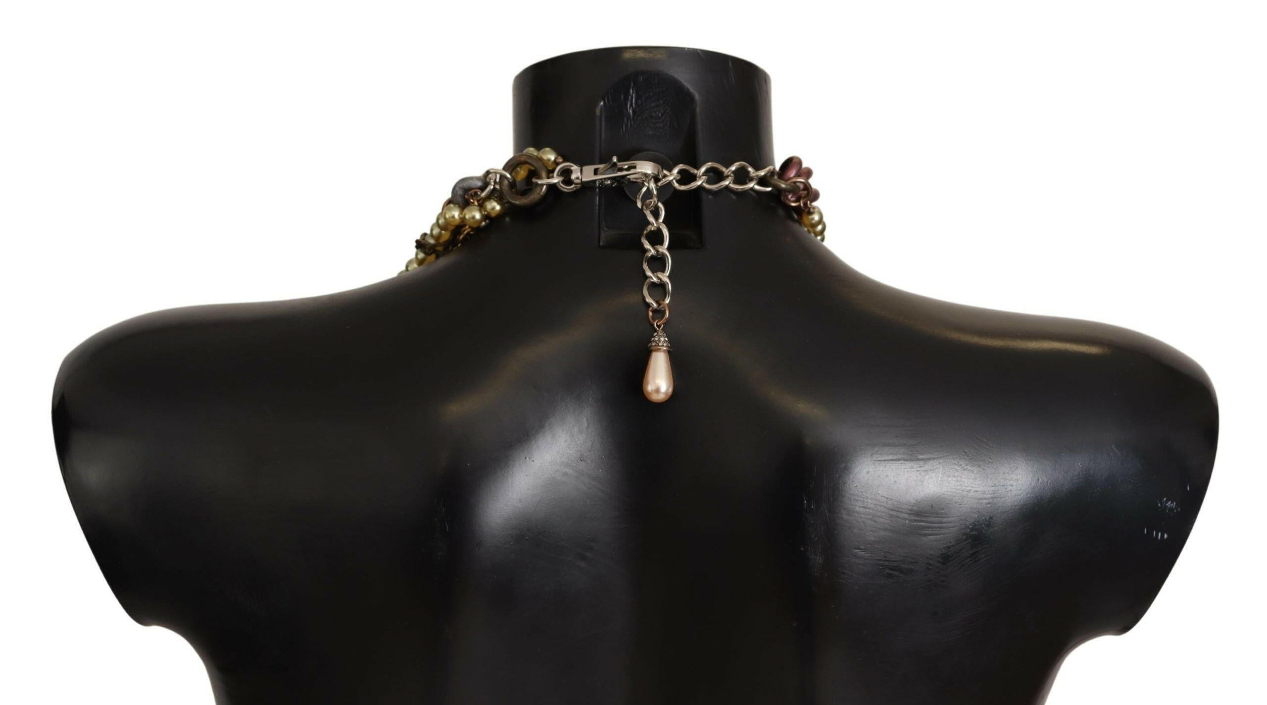 Dolce & Gabbana Gold Brass Sicily Floral Crystal Statement Necklace.