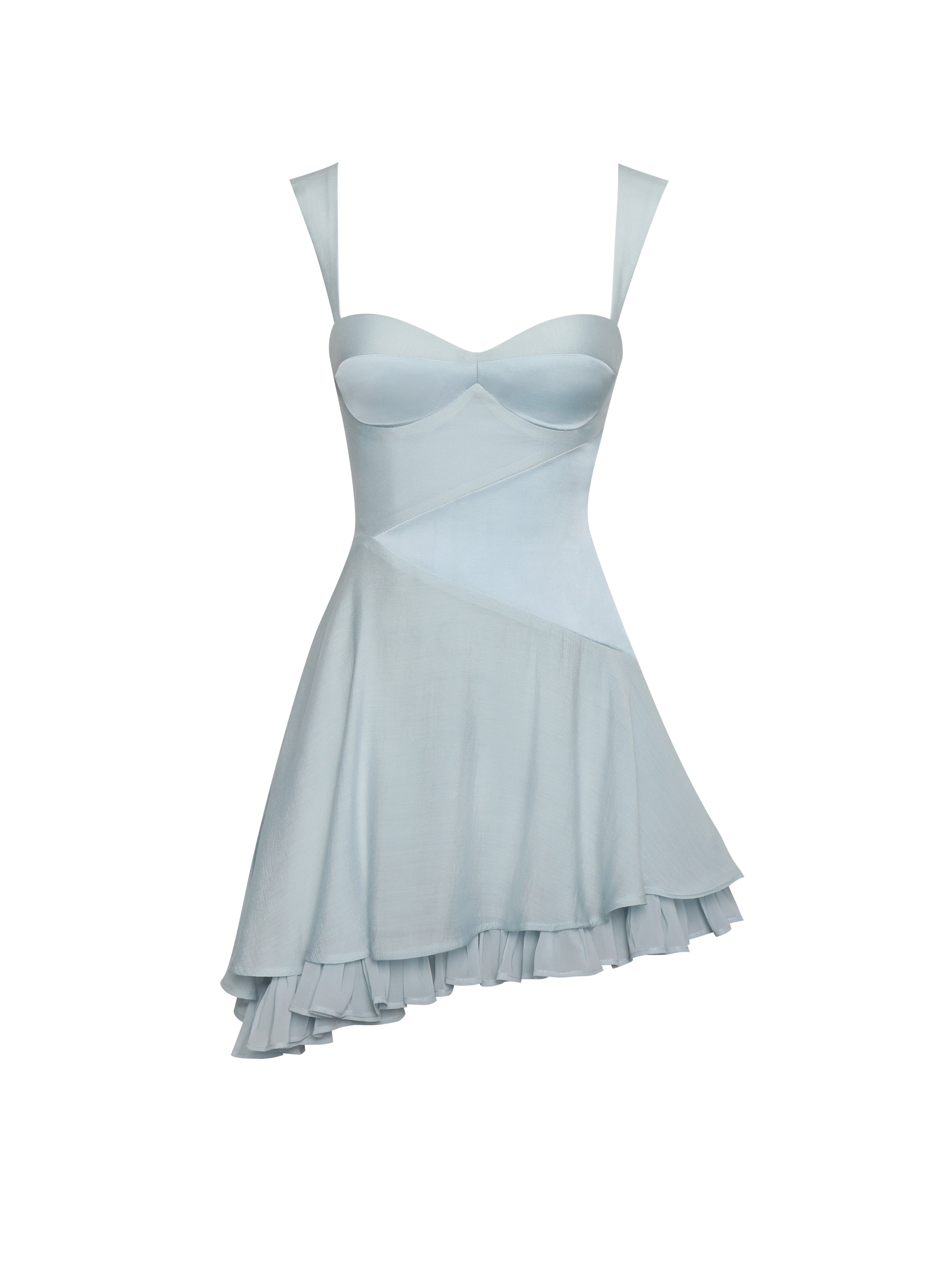 Yaffa Baby Blue Asymmetrical Mini Dress