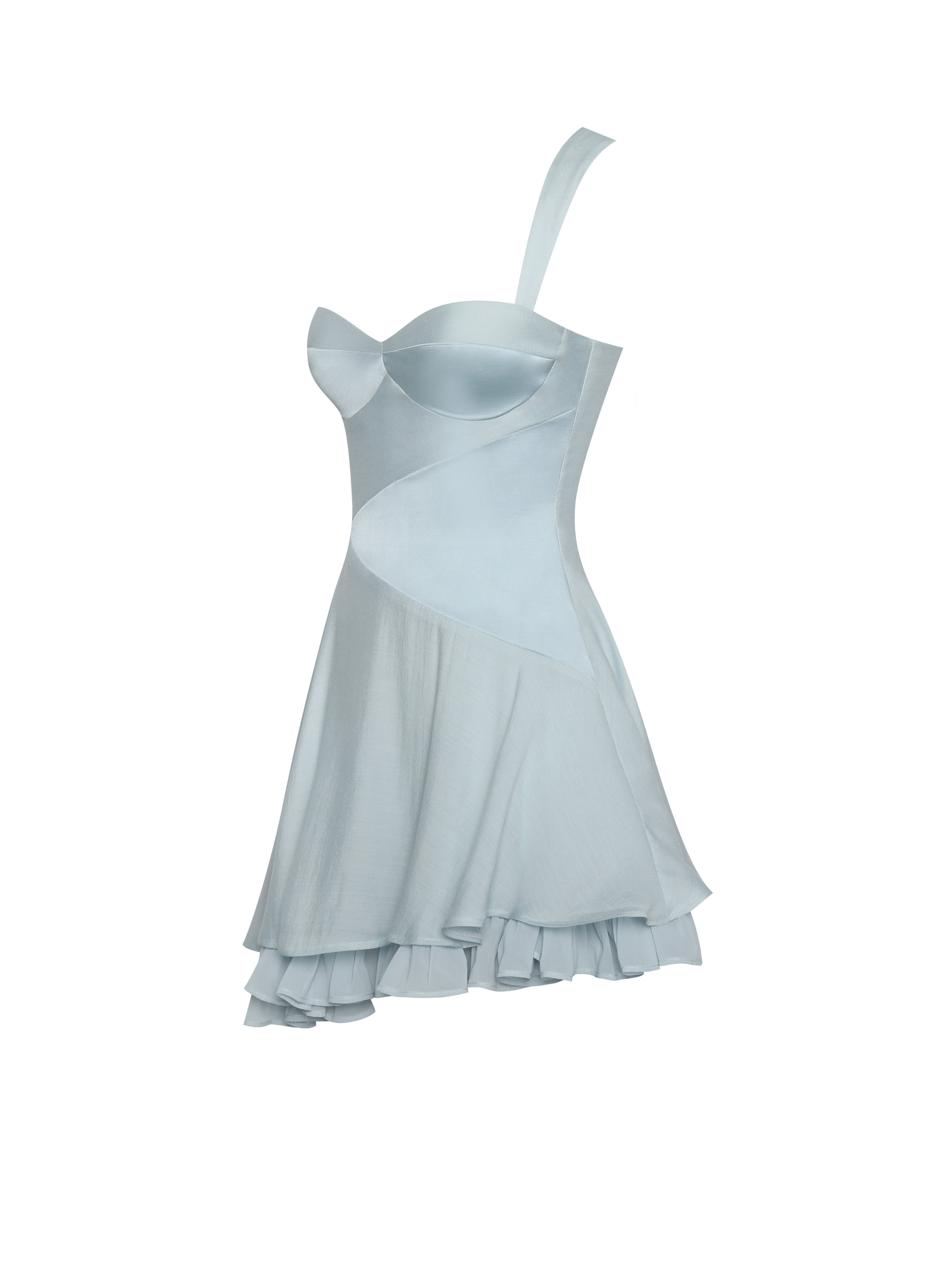 Yaffa Baby Blue Asymmetrical Mini Dress