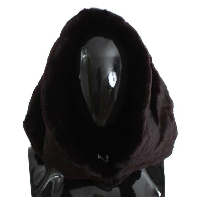 Dolce & Gabbana Purple Weasel Fur Crochet Hood Scarf Hat.