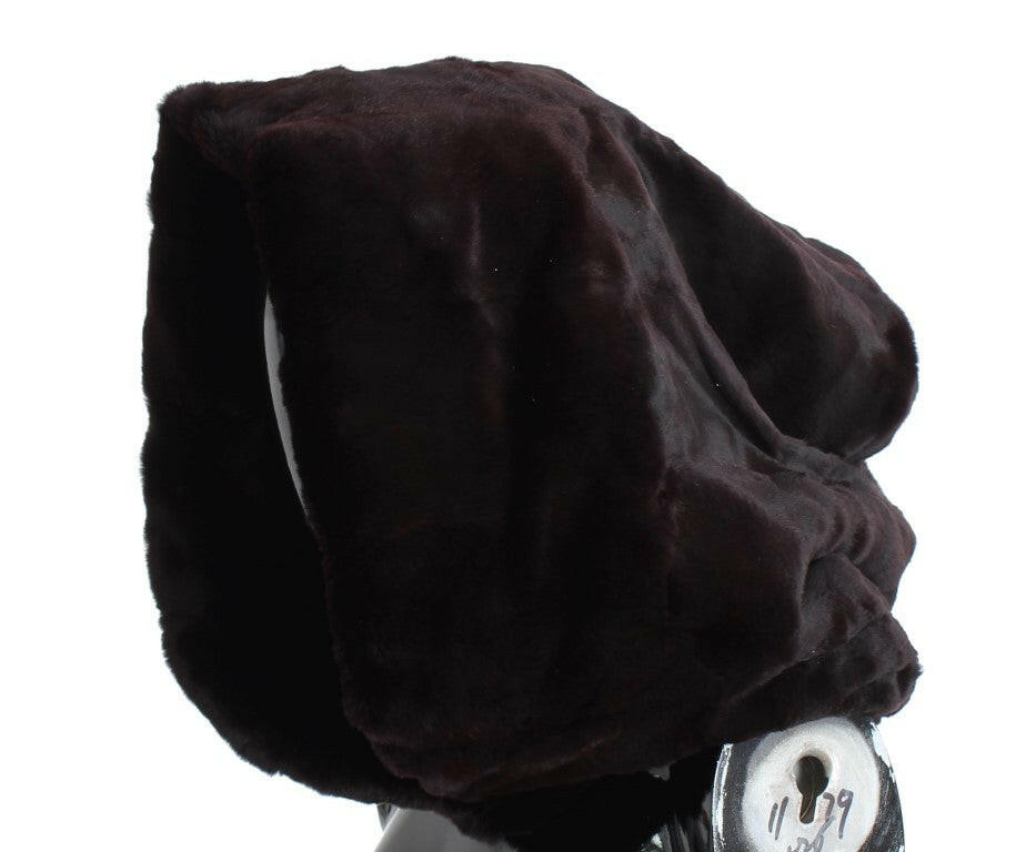 Dolce & Gabbana Purple Weasel Fur Crochet Hood Scarf Hat.