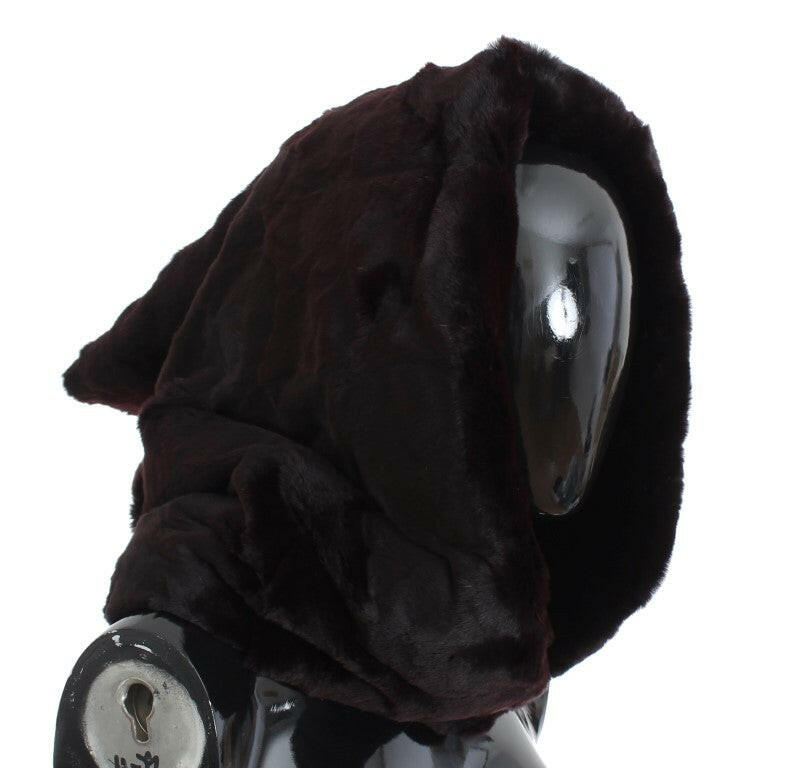 Dolce & Gabbana Purple Weasel Fur Crochet Hood Scarf Hat.