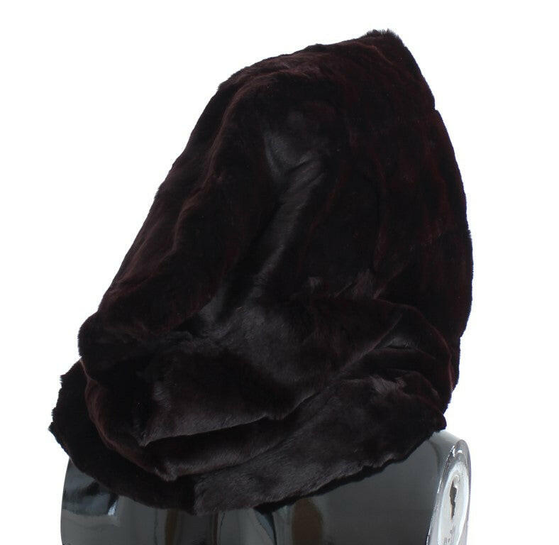 Dolce & Gabbana Purple Weasel Fur Crochet Hood Scarf Hat.