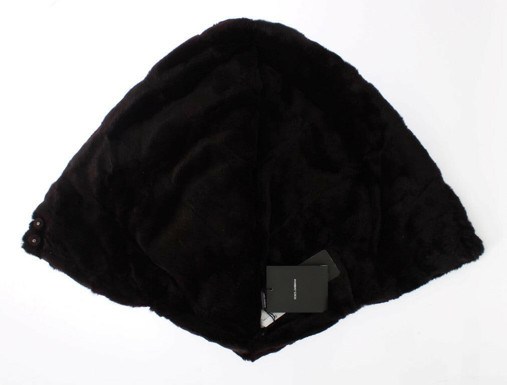 Dolce & Gabbana Purple Weasel Fur Crochet Hood Scarf Hat.