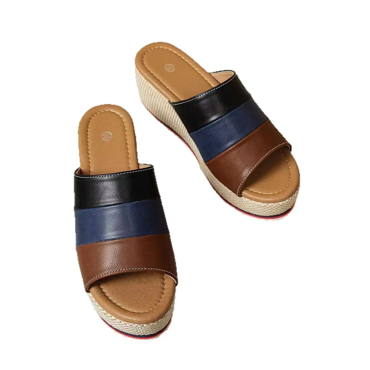 Ankle-strap Sandals Block Platform Wedge Plus Size Slippers - MaraFormigone