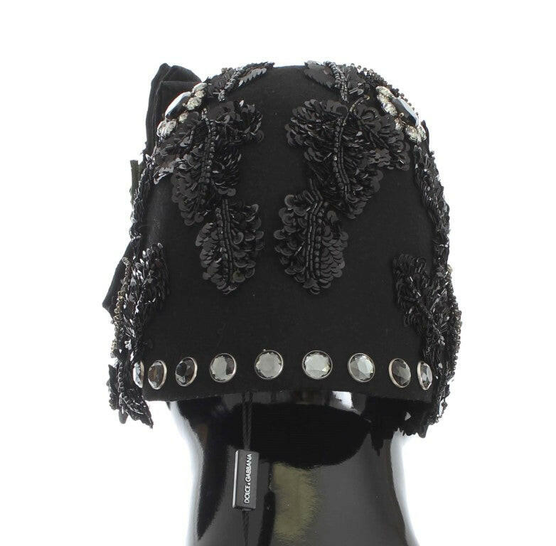 Dolce & Gabbana Black Crystal Gold Cherries Brooch Hat.
