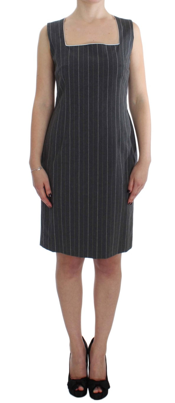 BENCIVENGA Elegant Gray Striped Dress & Blazer Suit Set BENCIVENGA