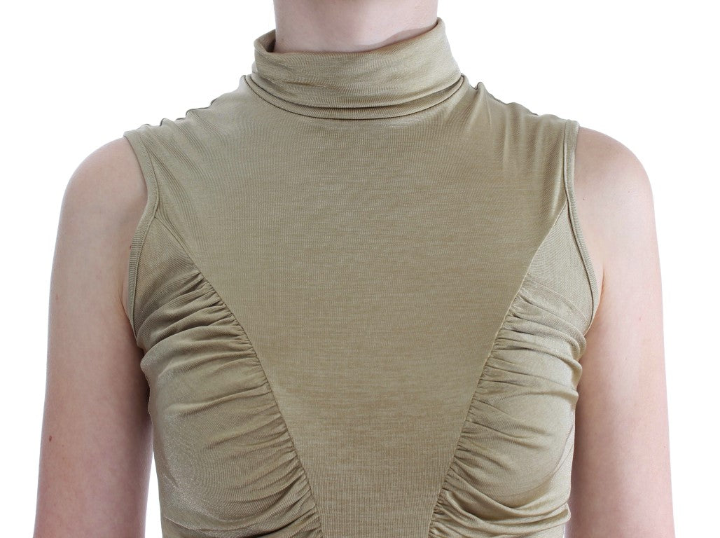 Exte Glamorous Gold Turtleneck Vest Top Exte