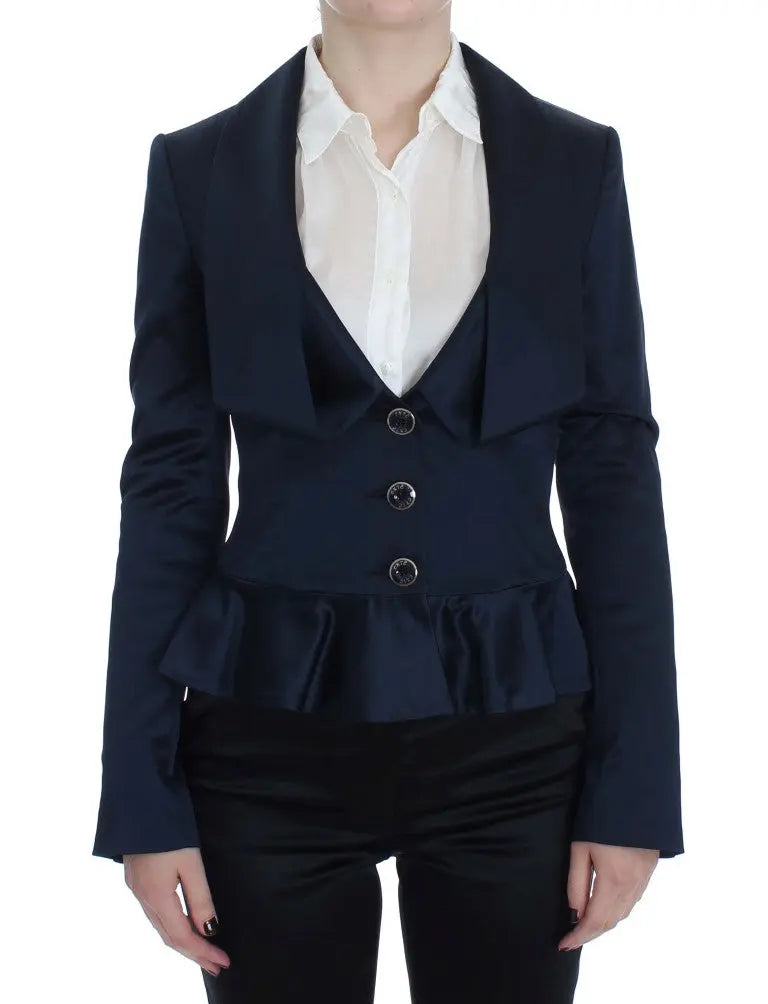 Exte Elegant Blue Blazer Jacket with Designer Flair Exte