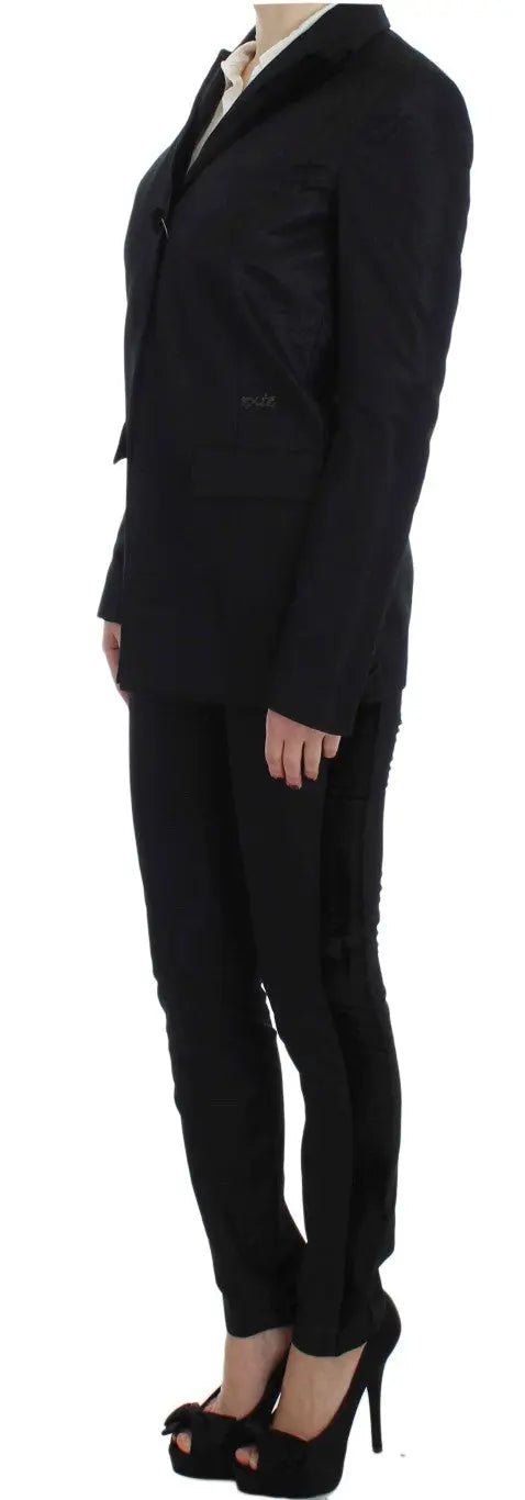 Exte Elegant Three-Piece Black Pants Suit Exte