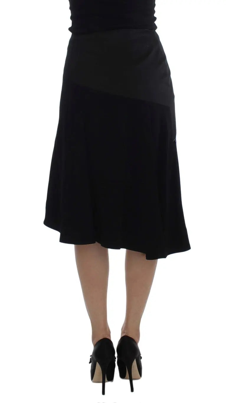 Exte Chic Black and Blue Cotton Blend Skirt - MaraFormigone