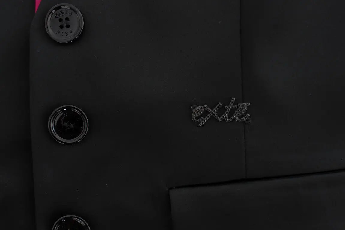 Exte Chic Black and Pink Single-Breasted Blazer Exte