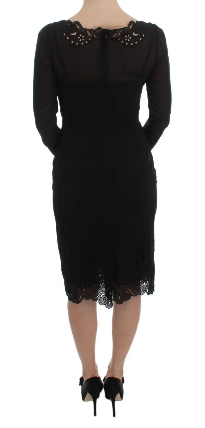 Dolce & Gabbana Elegant Black Floral Lace Sheath Dress Dolce & Gabbana