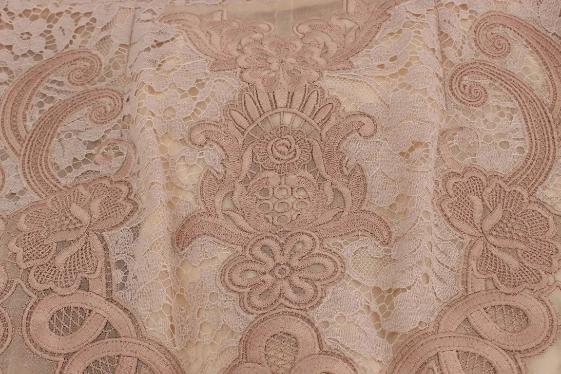 Dolce & Gabbana Elegant Pink Lace Embroidered Shift Dress Dolce & Gabbana