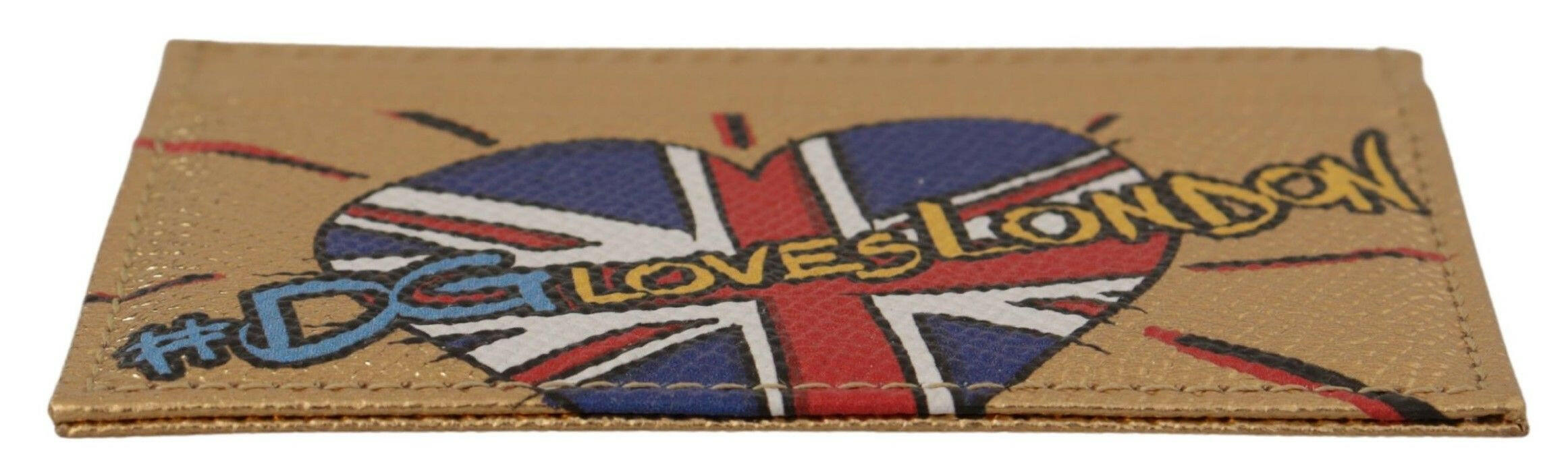 Dolce & Gabbana Gold Leather #DGLovesLondon Women Cardholder Case Wallet.