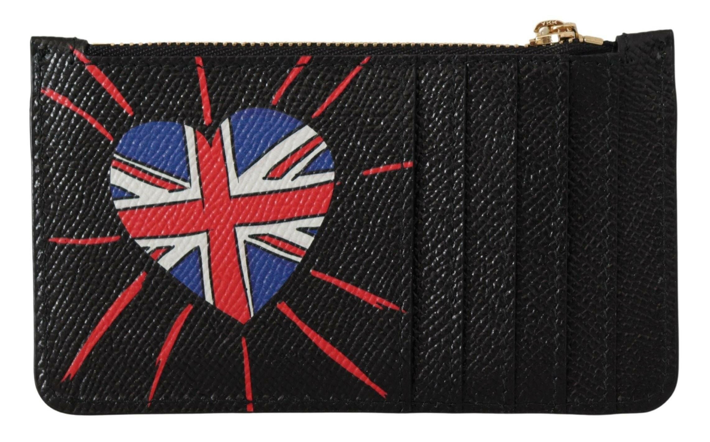 Dolce & Gabbana Black Leather #DGLovesLondon Women Cardholder Coin Case  Wallet.