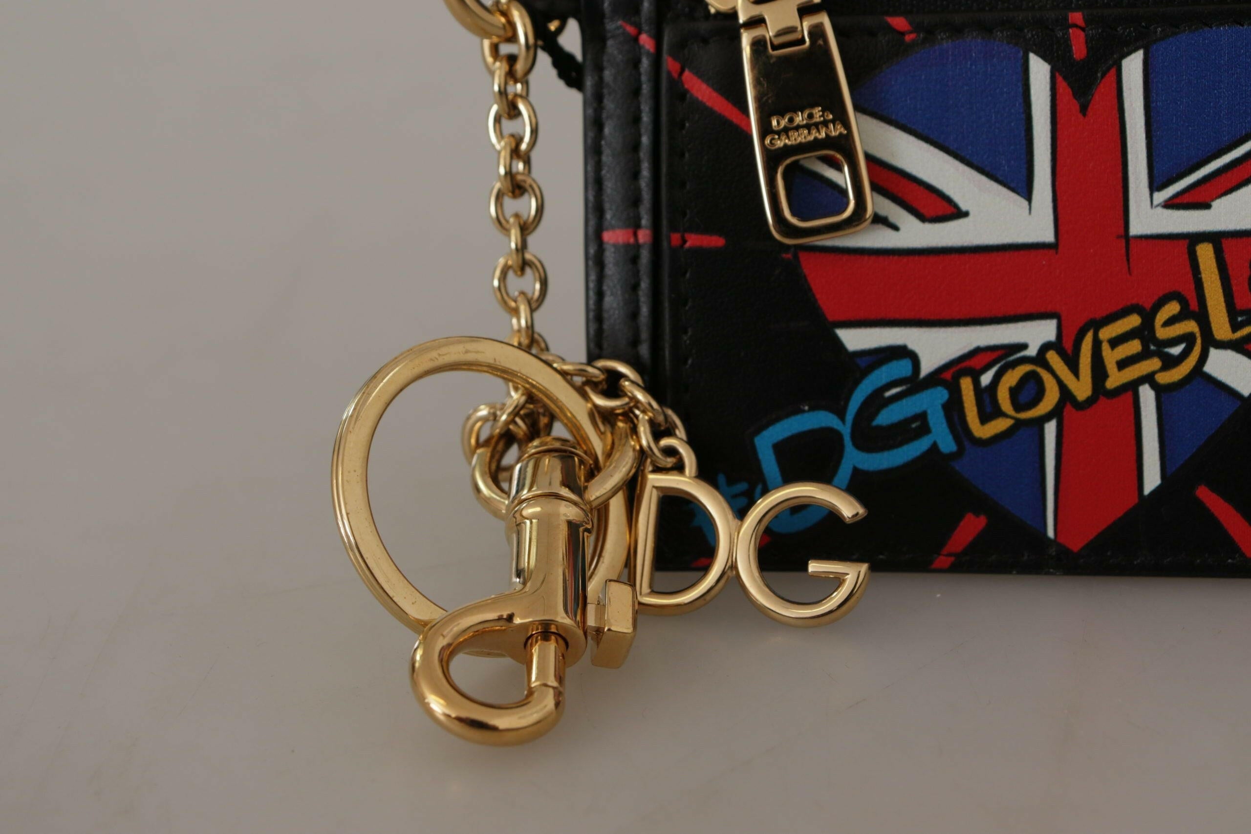 Dolce & Gabbana Black Leather #DGLovesLondon Keyring Cardholder Coin Case.