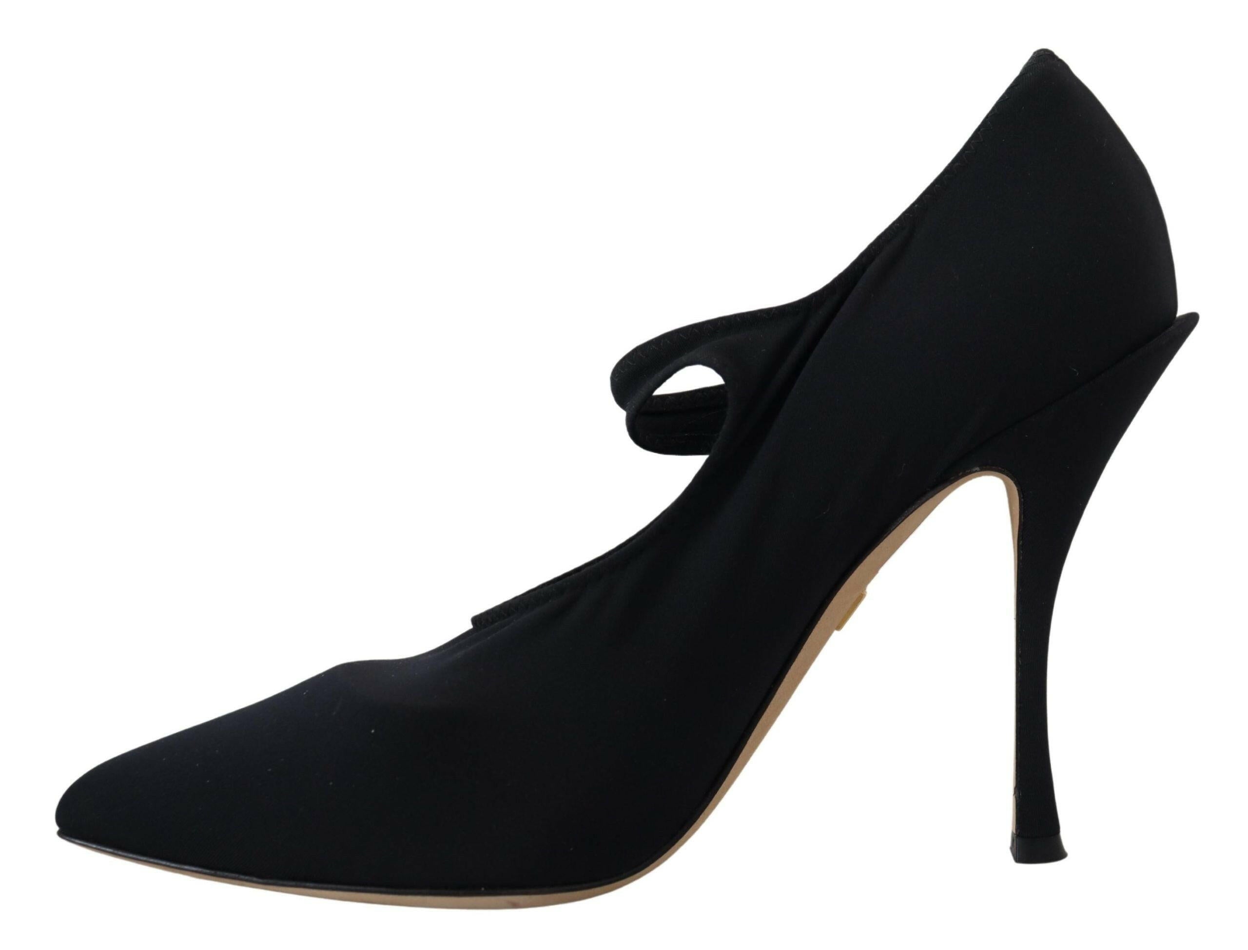 Dolce & Gabbana Black Socks Stretch Crystal Pumps Shoes.