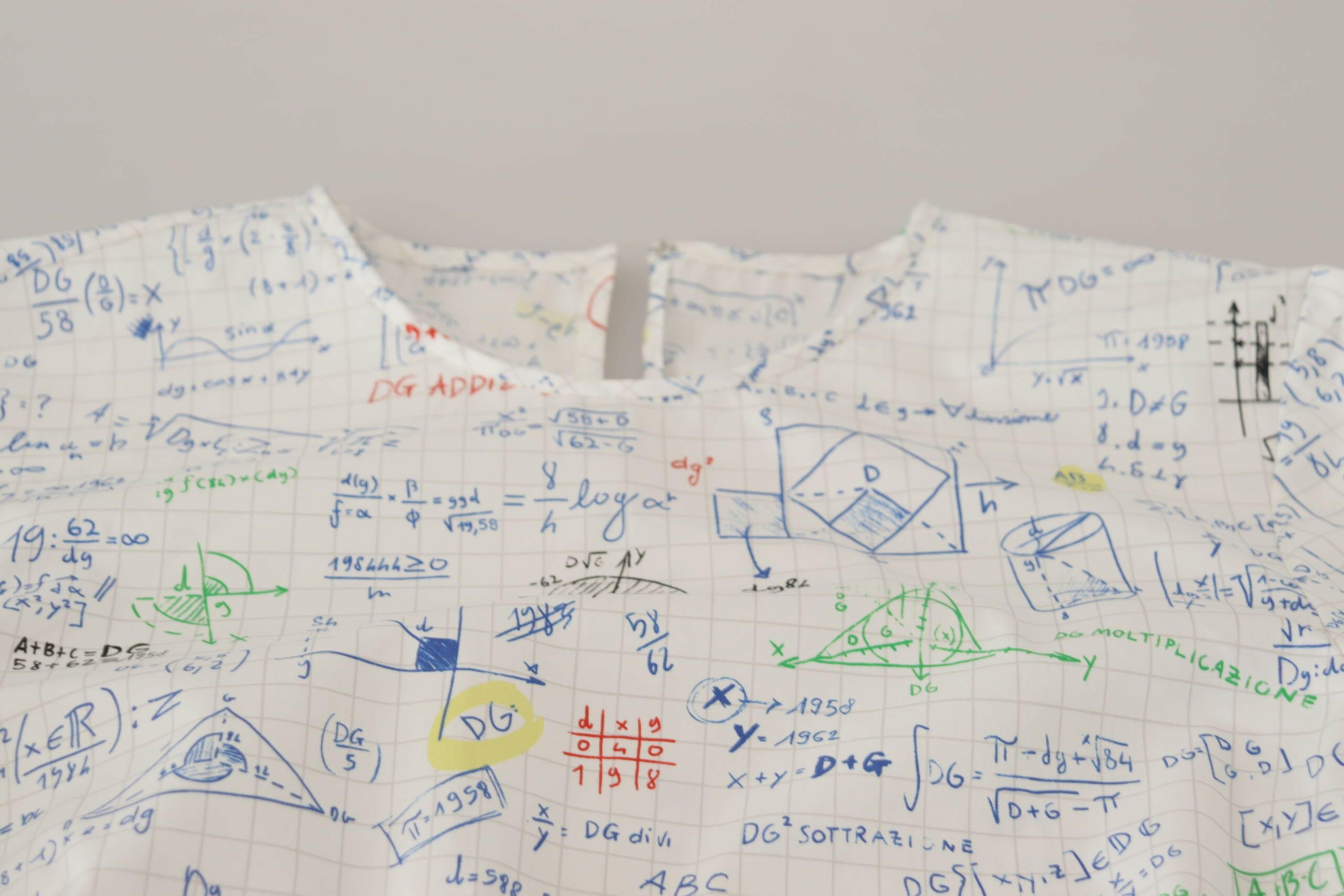 Dolce & Gabbana White Cotton Algebra Print Short Sleeves Top.