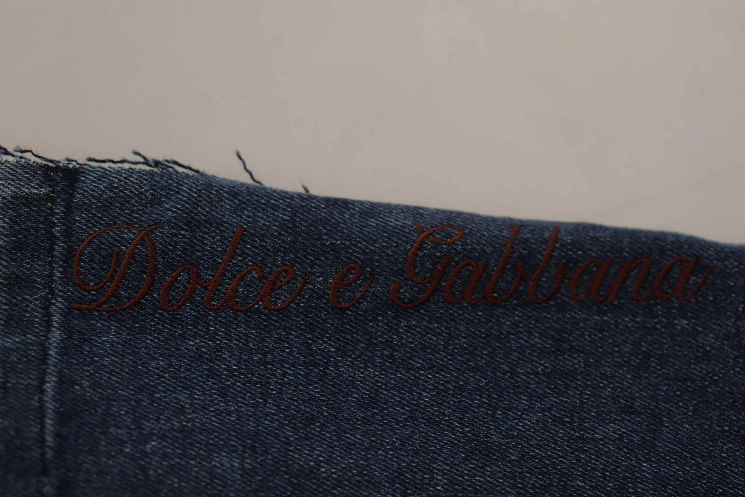 Dolce & Gabbana Multicolor Patchwork DG Fashion Wide Leg Denim Pant.